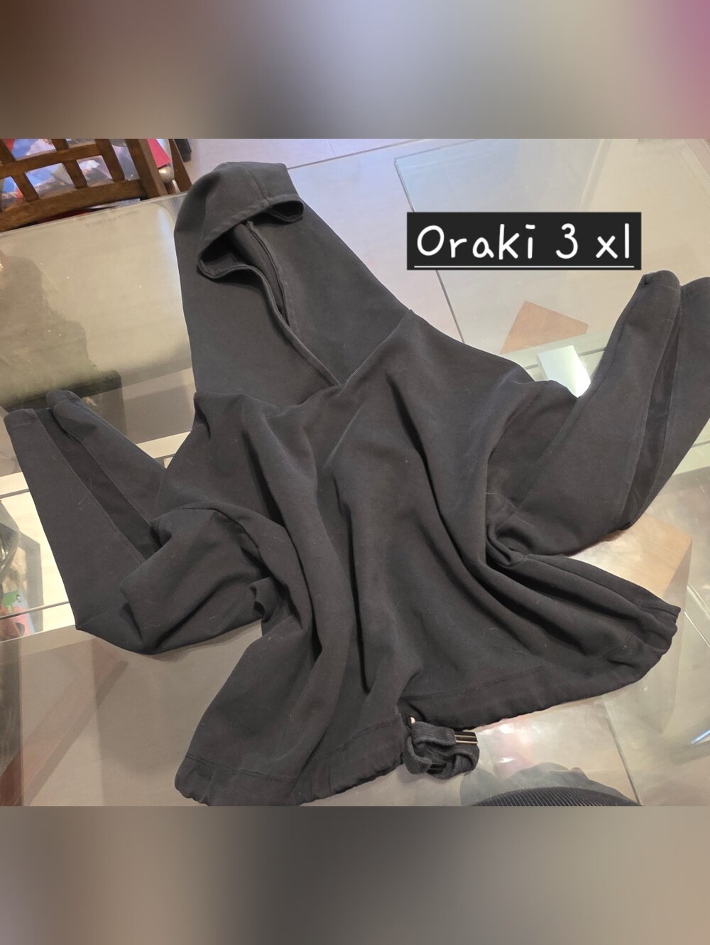 Oraki  Croc Black Hooded Pullover Sweatshirt 3xl